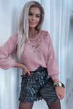 Lace Splicing Knitted Sweater