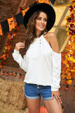 Hollow Out Off-the-shoulder Long Sleeve T-shirt