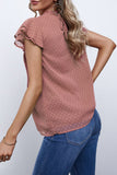 Tiered Sleeve Frilled Neck Dotted Top