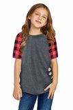 Plaid Raglan Sleeves Girls’ Tee