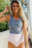 Printed Zipped Racerback Maillot