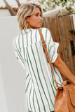 Striped Short Sleeve Buttoned Pocket Shirt