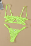 Neon Pink Lace Balconette Bralette Lingerie Set