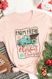 Christmas Trees Truck Graphic Print Short Sleeve T Shirt