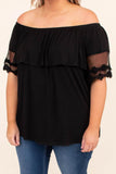 Plus Size Off-the-shoulder Short Sleeve Top