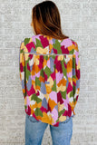 Multicolor Abstract Printed Long Sleeve Blouse