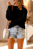 Asymmetric Cut Out Cold Shoulder Eyelash Sweater