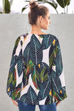 Boho Print Balloon Sleeve Blouse