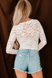 Lace Deep V Neck Long Sleeve Bodysuit