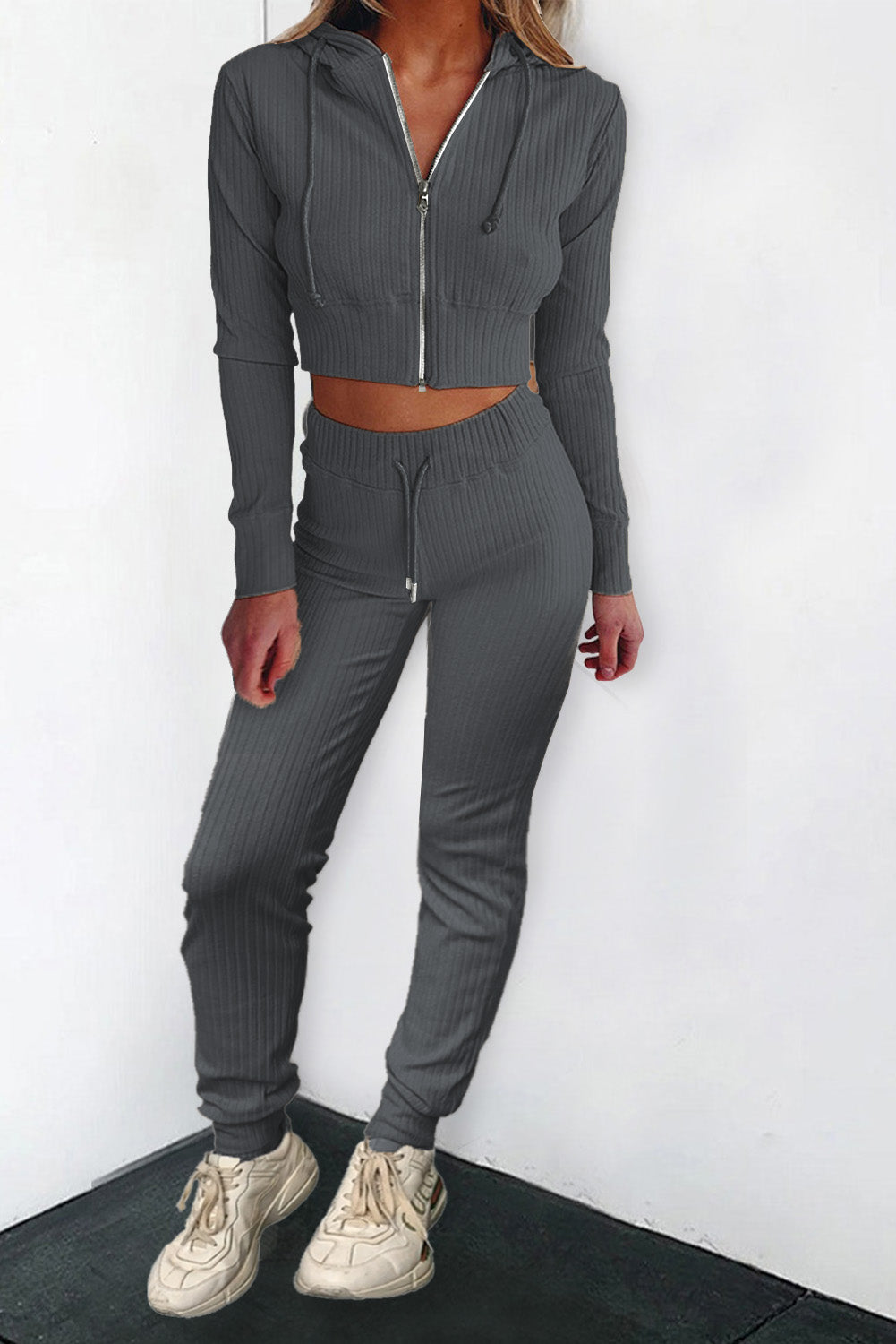Cropped hoodie sales tracksuit set