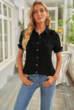 Buttoned Short Sleeves Shirt with Ruffles