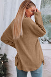 Khaki Plush Button Down Pocketed Shirt Jacket