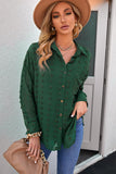 Swiss Dot Buttoned Pocket Long Sleeve Shirt