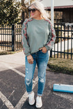 Plus Size Embroidered Patchwork Long Sleeve Sweatshirt