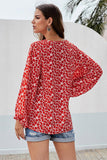 Boho Print Balloon Sleeve Blouse