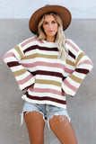 Casual Loose Bell Sleeves Striped Knit Sweater