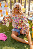 Water Painting Flowers Sexy Off Shoulder Top