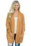 Mustard Knit Texture Long Cardigan