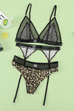 Lace Mesh Patchwork Bralette Lingerie Set