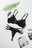 Floral Embroidery Lace Bralette Set