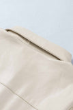 Flip Breast Pocket Tied Waist PU Jacket