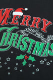 Merry Christmas Black Long Sleeve Top
