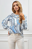 Crewneck Floral Printed Balloon Sleeves Blouse