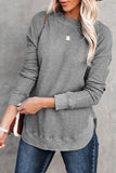 Crew Neck Ribbed Trim Waffle Knit Top