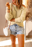 Asymmetric Cut Out Cold Shoulder Eyelash Sweater