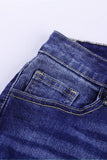 High Rise Button Front Frayed Ankle Skinny Jeans