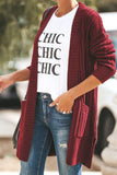 Shawl Neckline Long Sleeve Cardigan with Pocket
