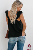 V Neck Flutter Lace Flowy Tank Tops