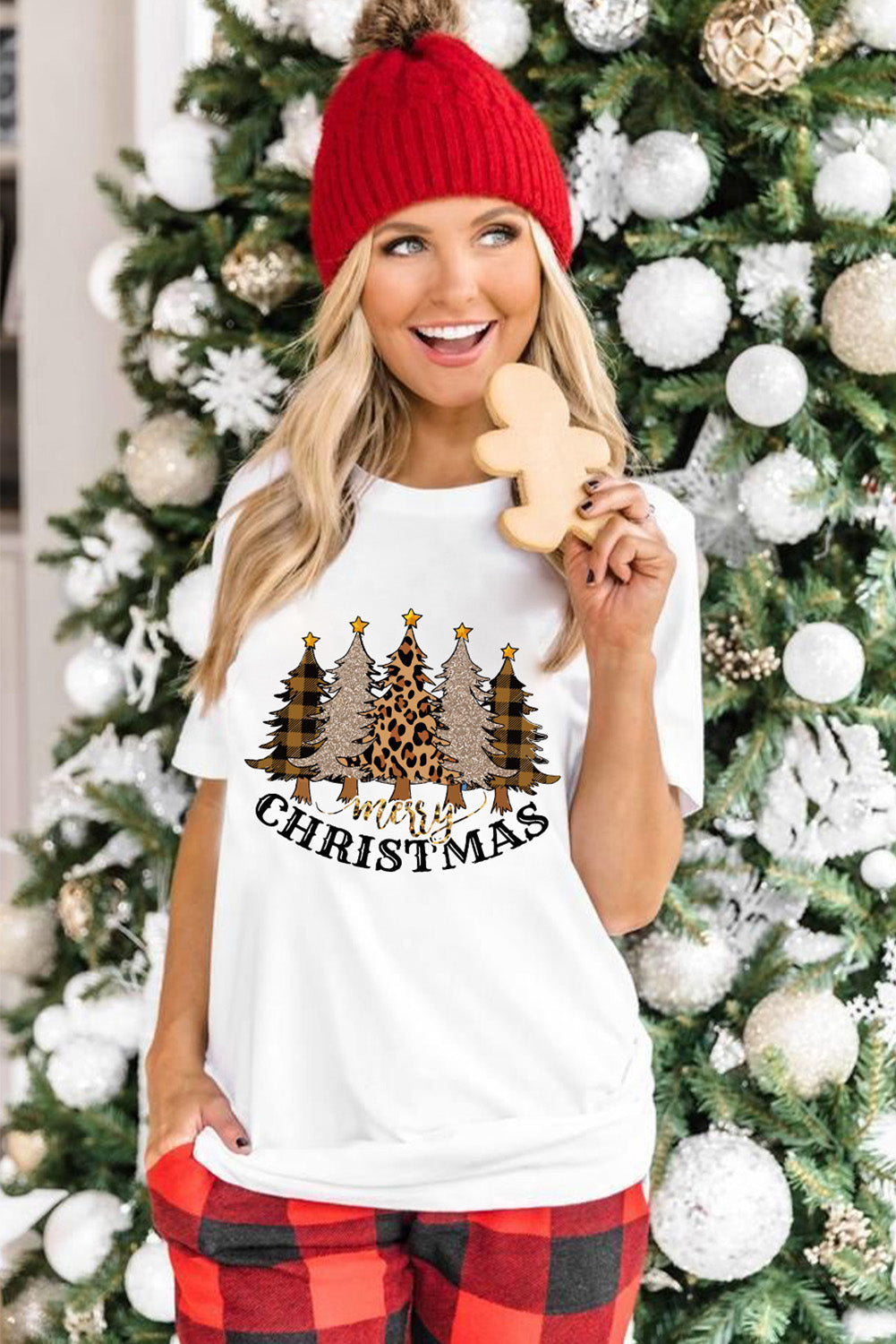Merry Christmas Leopard Tree Print Pullover Sweatshirt