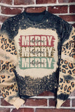 MERRY Leopard Color Block Pullover Sweatshirt