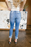 Mid Rise Letters Rainbow Graphic Ripped Jeans
