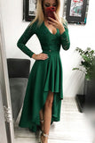 V-neck Lace Backless High and Low Hem Evening Dress