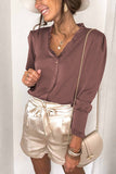 Frilled V Neckline Buttoned French Shirt