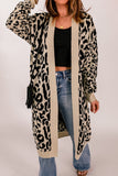 Leopard Pattern Knit Casual Long Cardigan