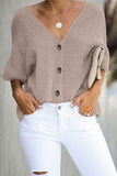 V Neck Button Front Crinkled Blouse