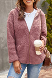 Zip Up Sherpa Hooded Coat with Pocket