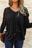 Twist Knot Waffle Knit Long Sleeve Top