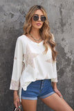 Leopard Star Waffle Knit Long Sleeve Top