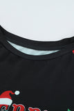 Merry Christmas Black Long Sleeve Top