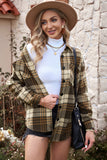 Khaki Grid Print Boyfriend Shirt Coat