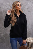 Turn-down Collar Long Sleeve Zipper Fleece Pullover Sweatshirt