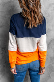 Halloween Skeleton Gesture Print Color Block Sweatshirt
