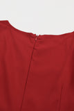 Burgundy Belted Square Neck Puff Sleeve Jumpsuit
