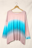 Sky Blue Plus Size Painted Poncho Top