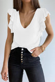 Khaki Cascading Ruffles Knit Tank Top