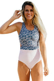 Printed Zipped Racerback Maillot